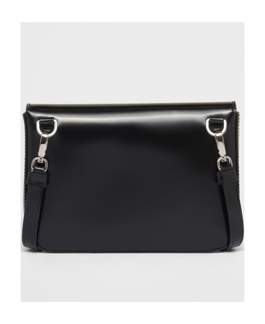 Prada Brushed Leather Mini-bag With Shoulder Strap In Black