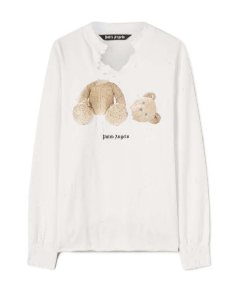Palm Angels Oversized Sweatshirt With Bear Print In White