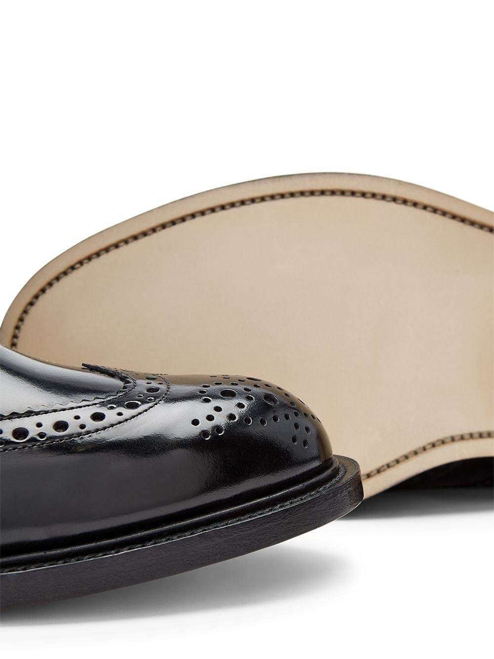 Tricker's Leather Kensington Derby Shoes With Brogue Finish In Black