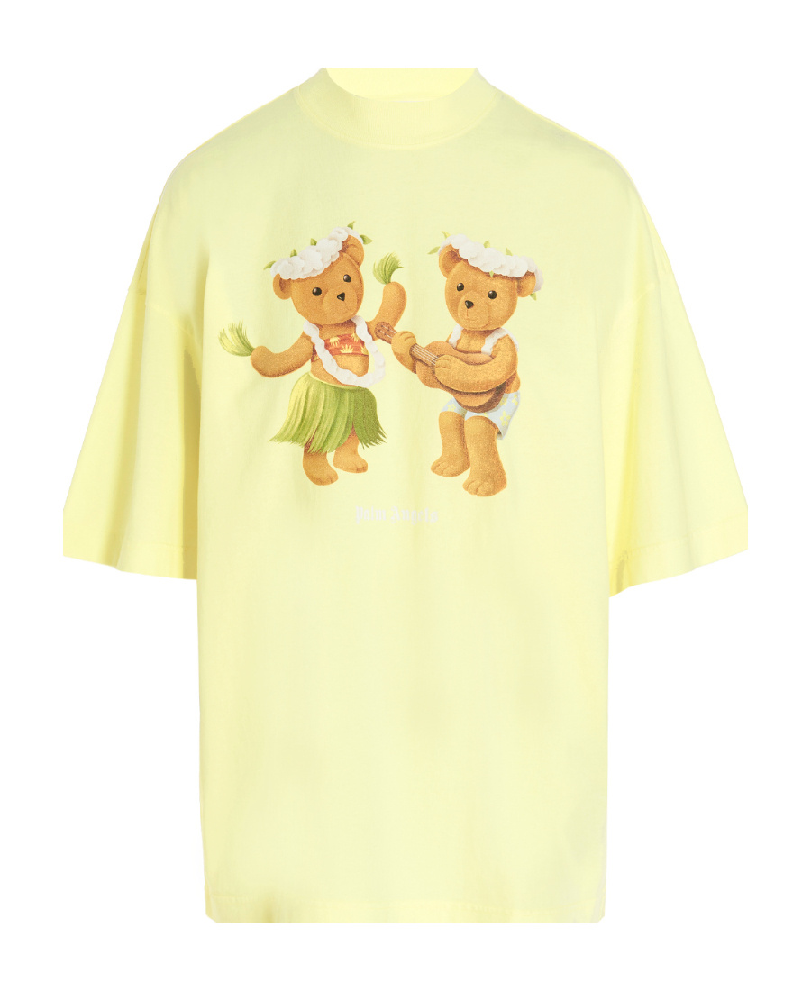 Palm Angels Dancing Bears Print T-shirt In Yellow