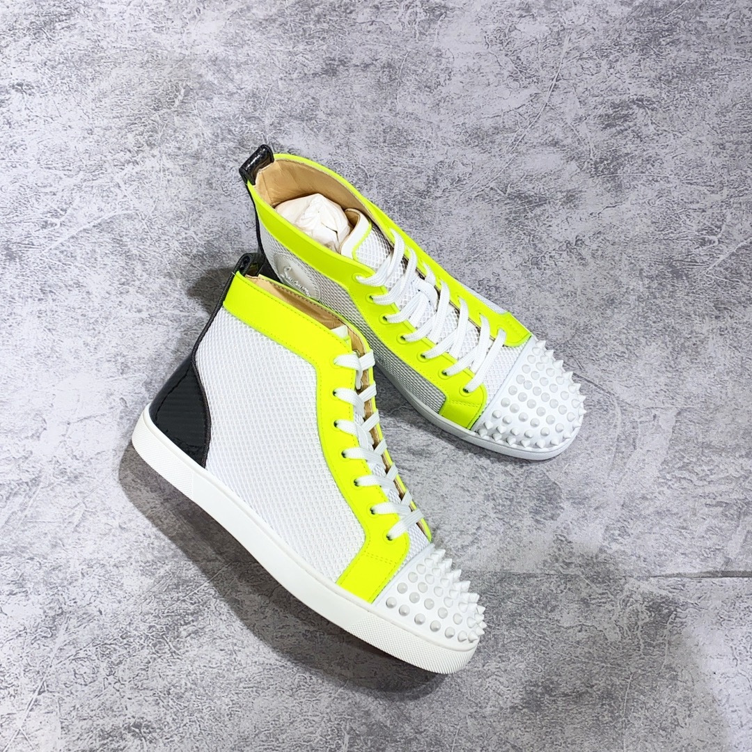 Christian Louboutin Stitching Riveted Leisure Sports Shoes In White