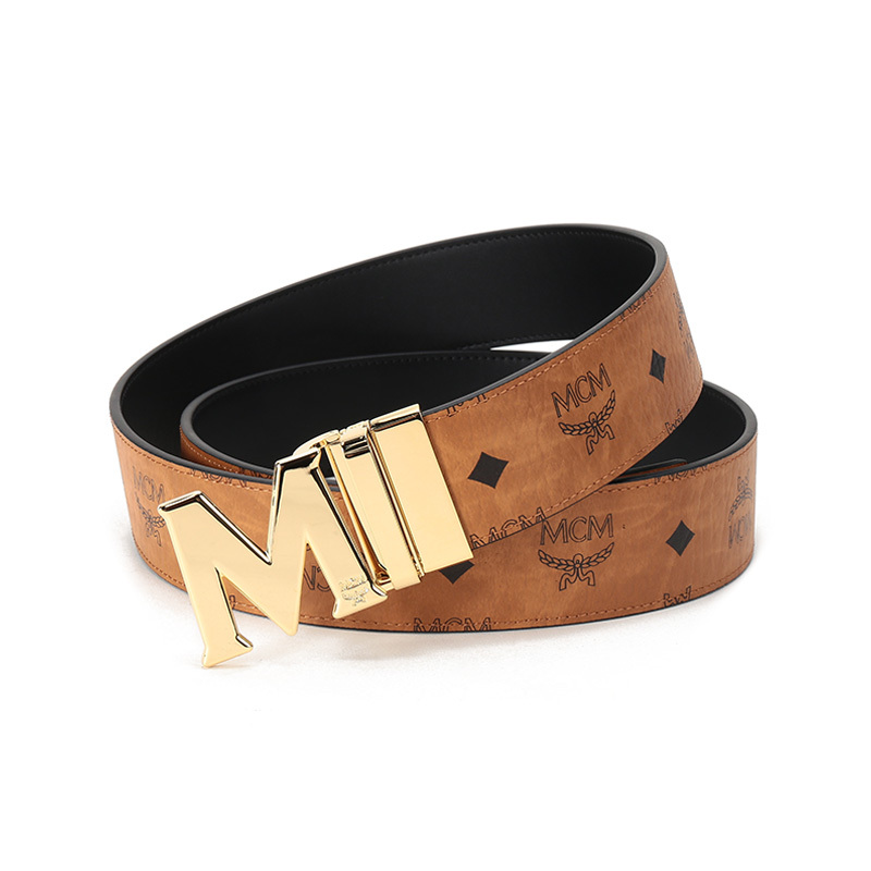 Mcm Claus M Reversible Belt In Visetos In Brown