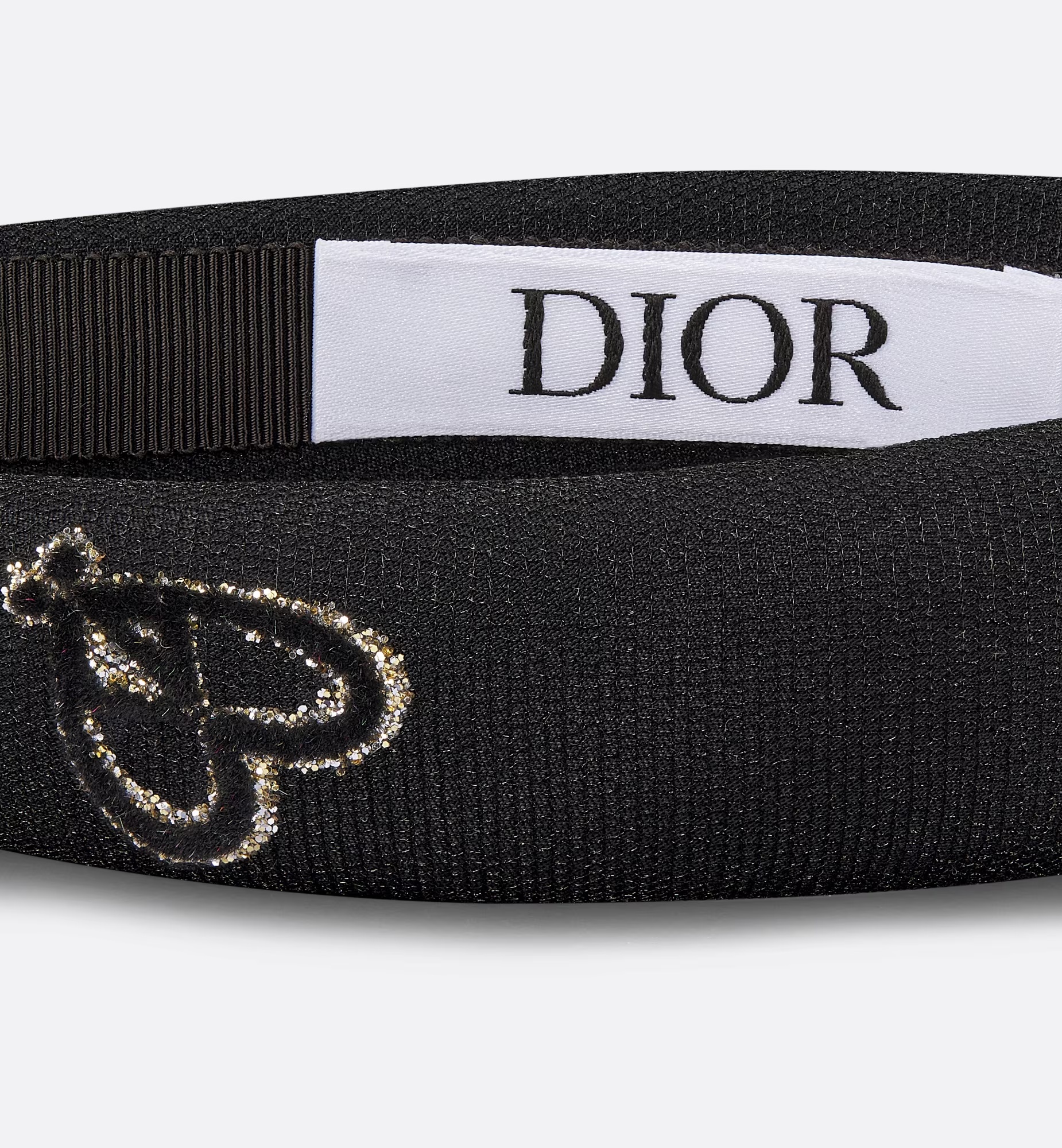 Dior Cd Heart Pattern Hairband In Black