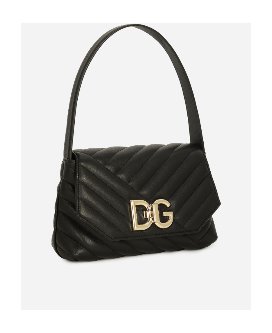 Dolce & Gabbana Logo-buckle Padded Leather Bag In Black