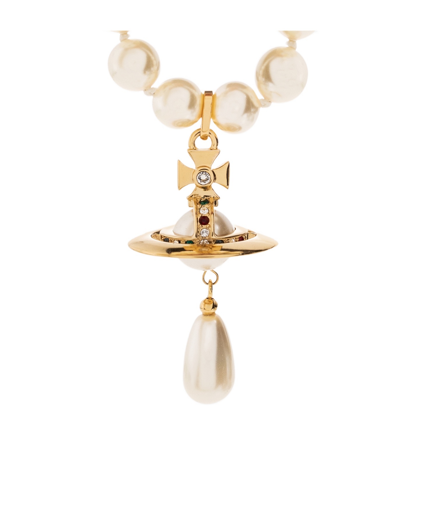 Vivienne Westwood Pearl Pendant Necklace In Yellow