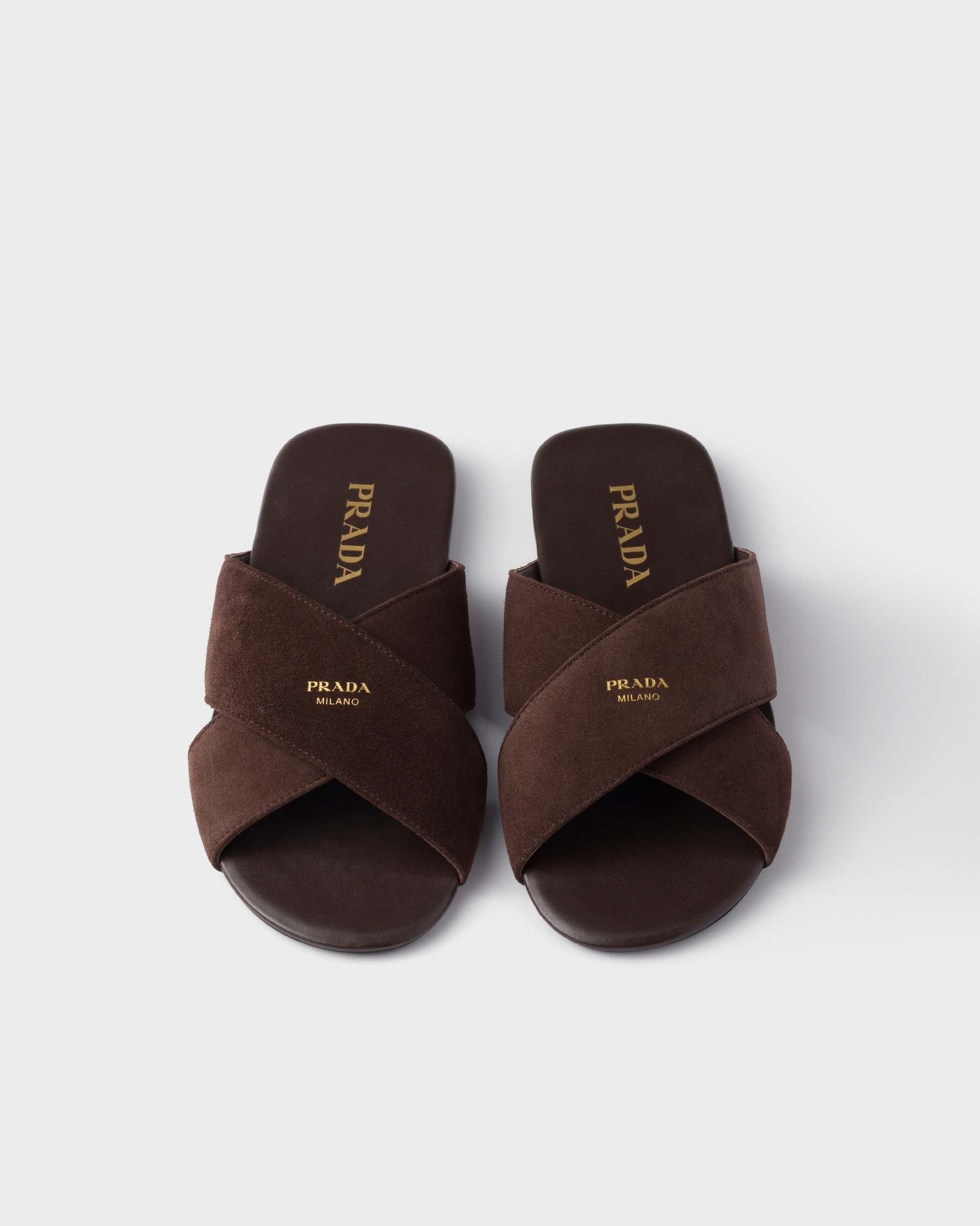 Prada Cross-strap Sandals In Brown