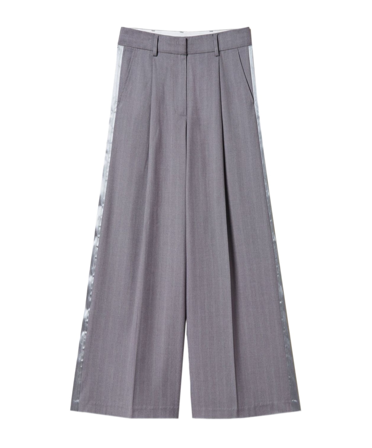 Twinset Pinstripe-pattern Wide-leg Trousers In Gray