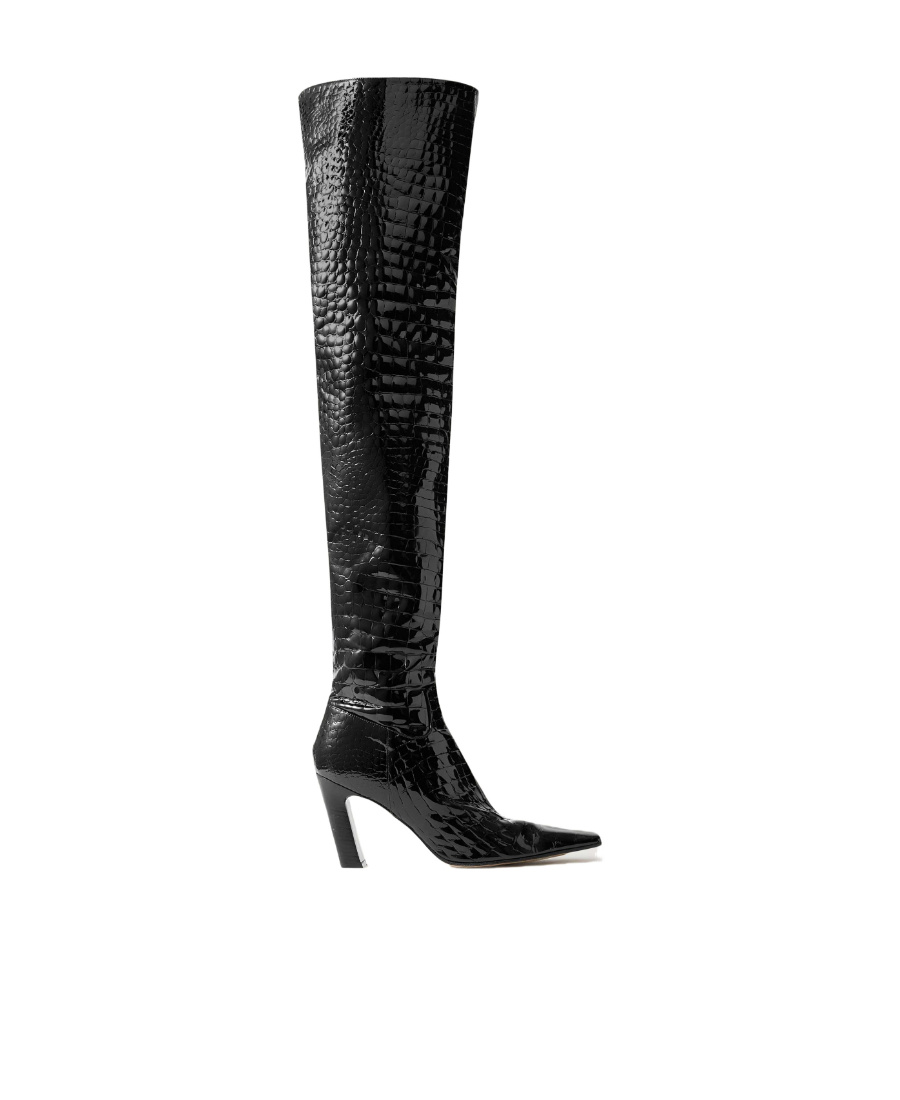 Khaite Marfa 90 Leather Knee-high Boots In Black