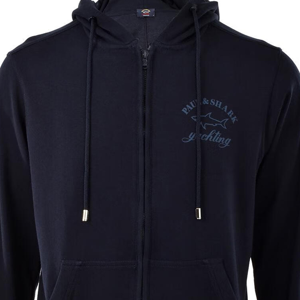 Shop Paul & Shark Hooded Long-sleeved Sweater In Black