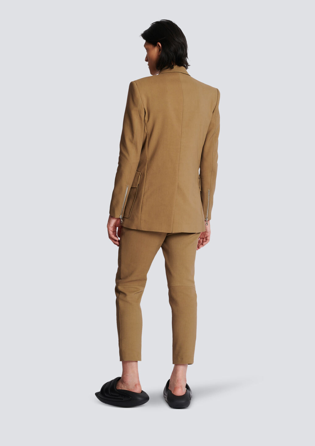 Balmain Cargo Double-breasted Fastening Blazer In Green
