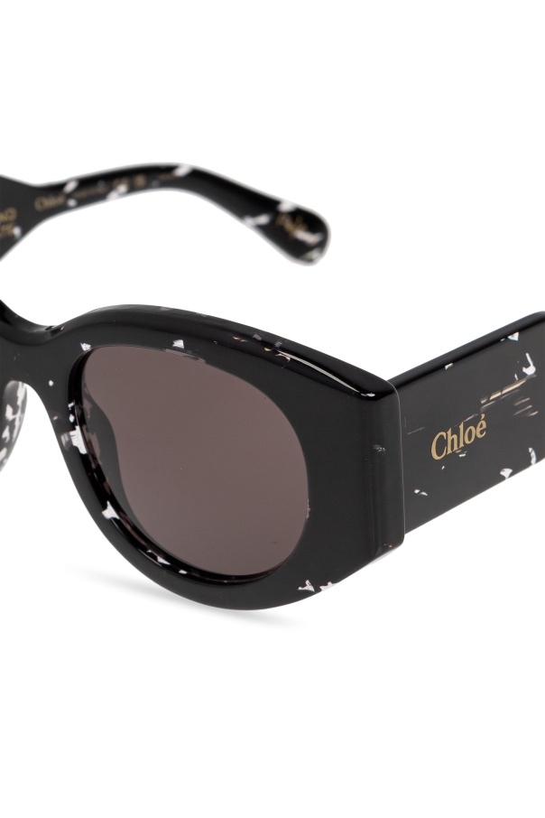 Chloé Square-framed Sunglasses With Logo-lettering In Gray