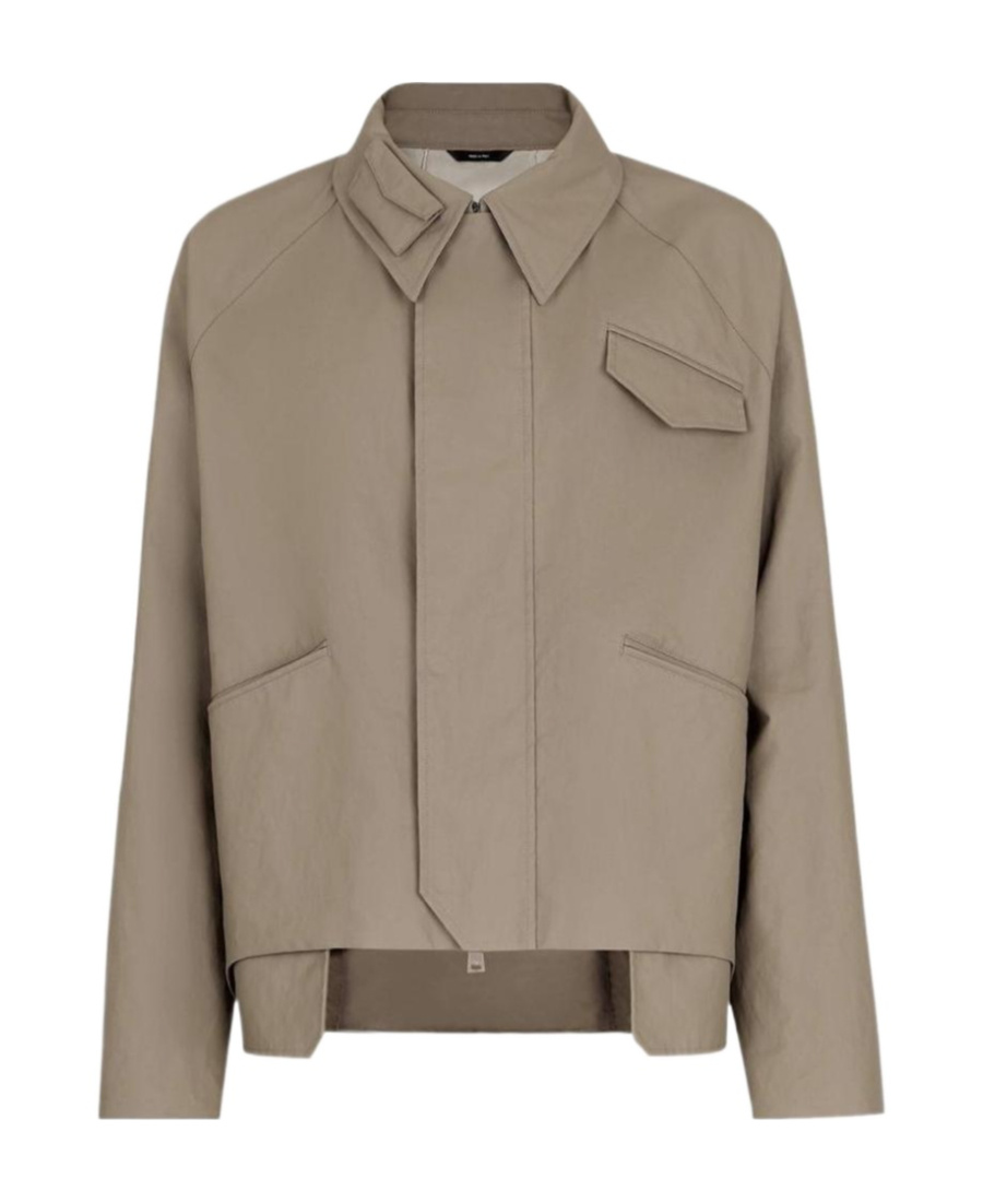 Fendi Asymmetric-hem Shirt Jacket In Nude