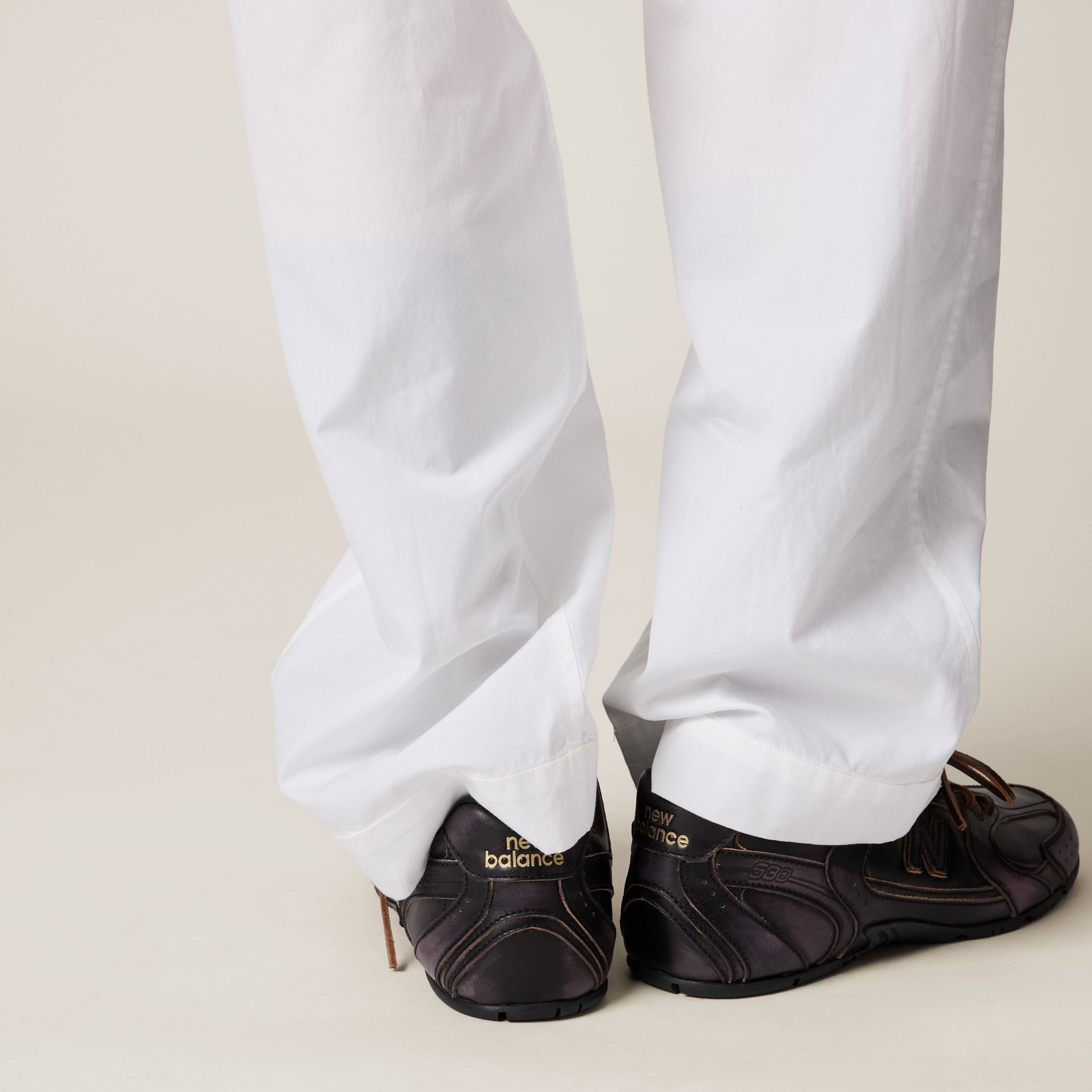 Miu Miu Embroidered-logo Poplin Trousers In White