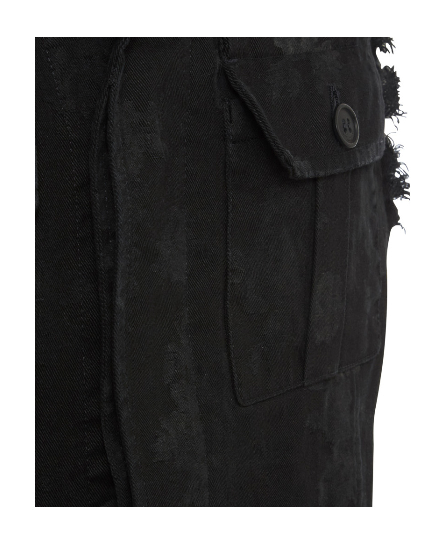 Saint Laurent Abstract Tonal-print Denim Waistcoat In Black