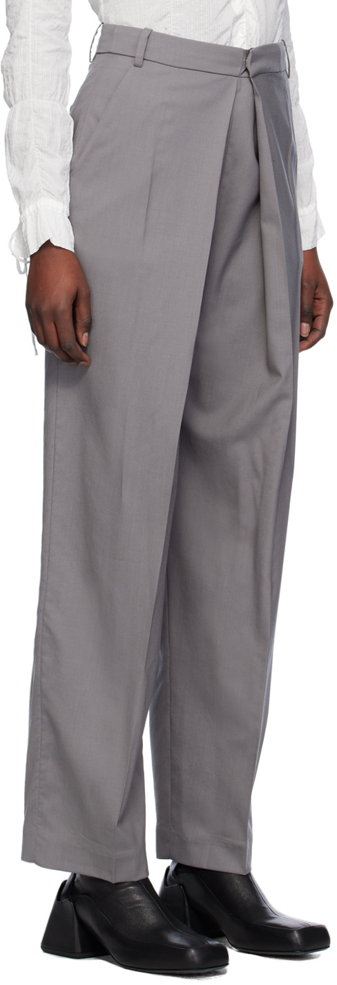 Low Classic Regular-fit Wide-leg Low-rise Woven Trousers In Gray