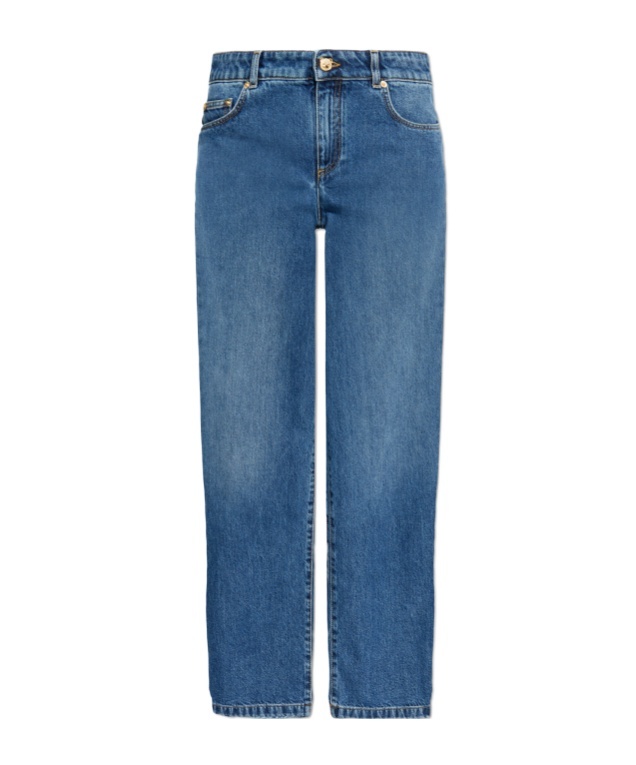 Moschino Distressed Straight-leg Jeans In Blue