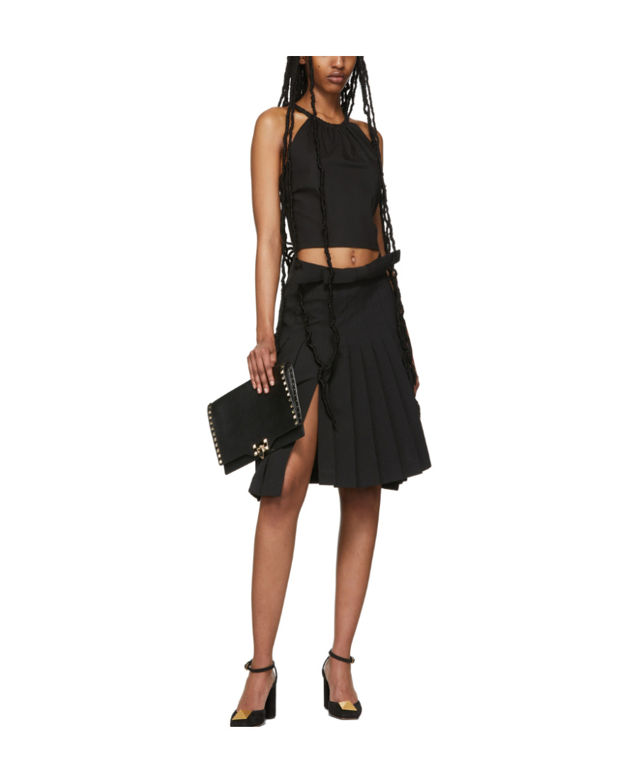 Red Valentino Black Braided Neck Vest In Black