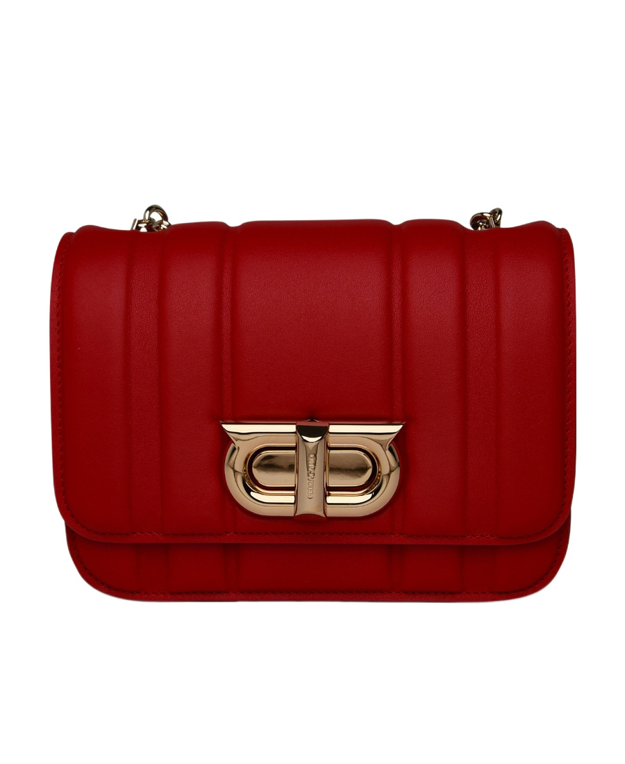 Shop Ferragamo Flip Chain Shoulder Bag In Red