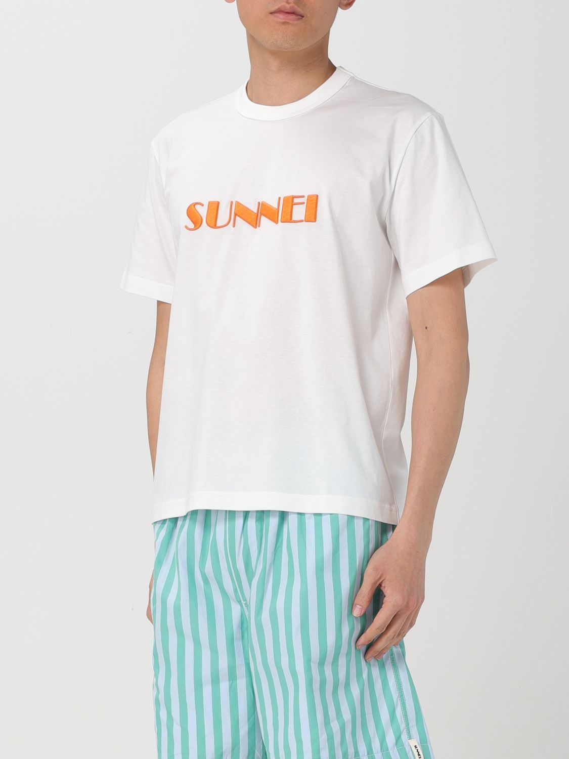 Sunnei Logo Embroidered Crewneck T-shirt In White