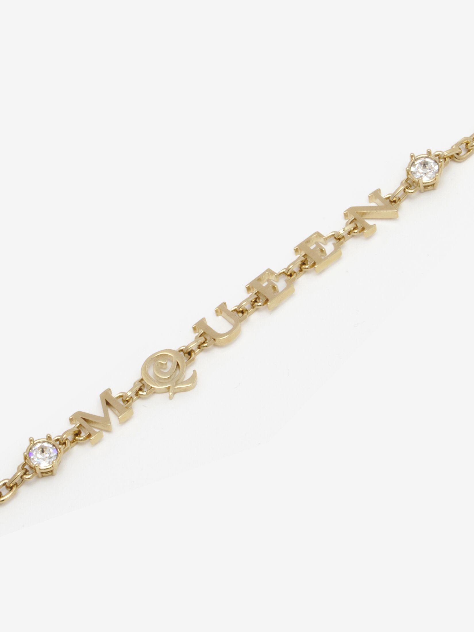 Alexander Mcqueen Logo Lettering Crystal Embellished Bracelet