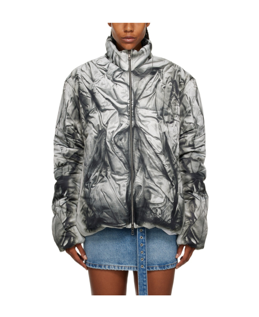 Y/project Compact-print High-neck Jacket In Gray