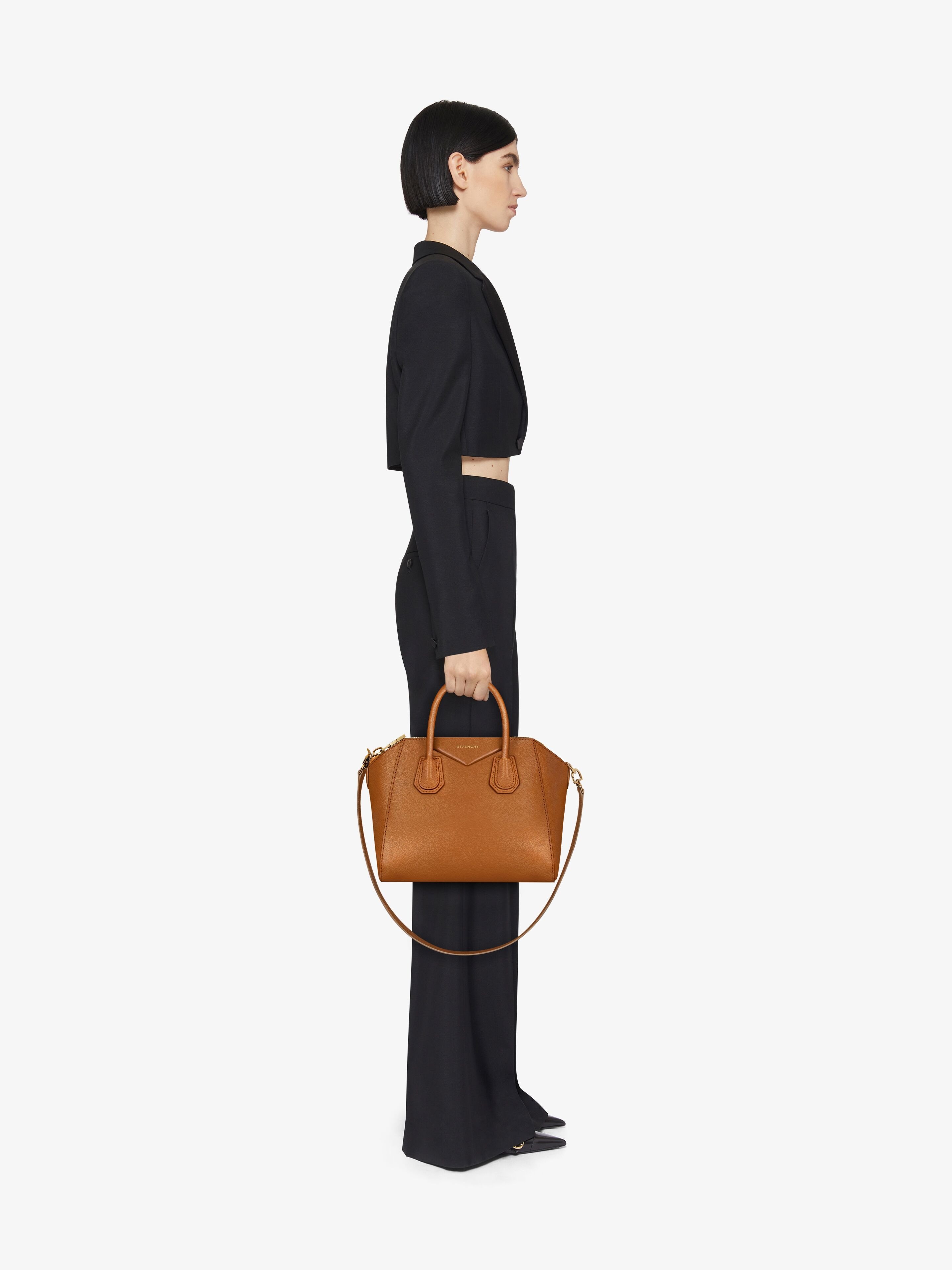 Givenchy Antigona Small Top-handle Bag In Shiny Tumbled Leather In Brown