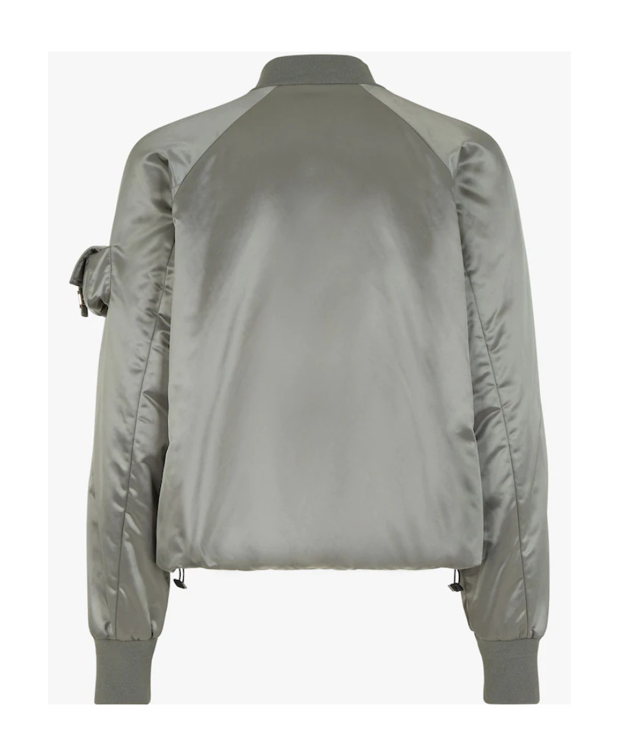 Fendi Satin Zip-up Bomber Jacket In Gray