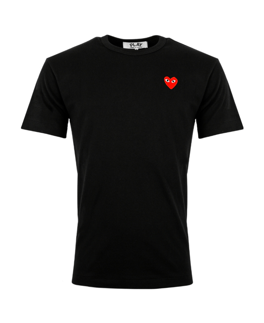Shop Comme Des Garçons Play Logo Round Collar Short-sleeved T-shirt In Black