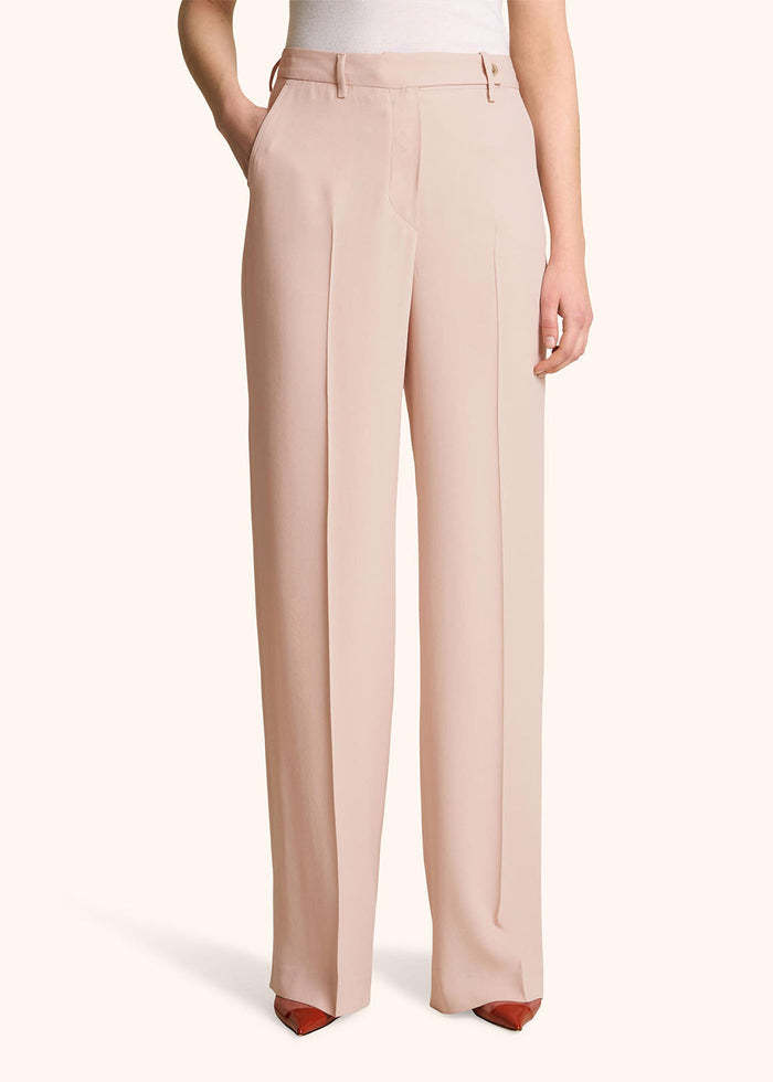 Kiton Satin Trousers Wide Leg Pockets In Nude