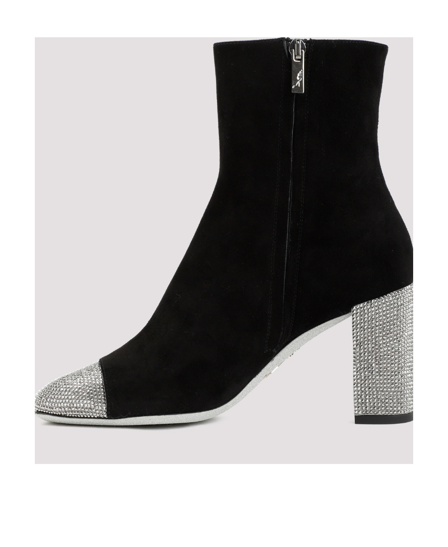 René Caovilla Black Suede Boot In Black