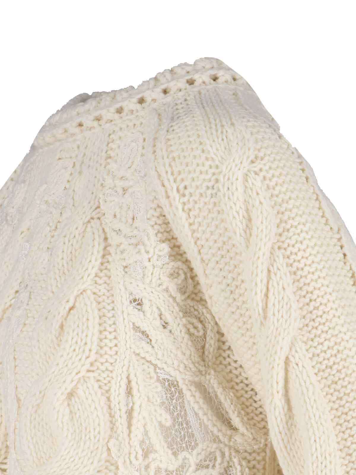 Ermanno Scervino Knitwear With Crewneck And Asymmetric Hem In Brown