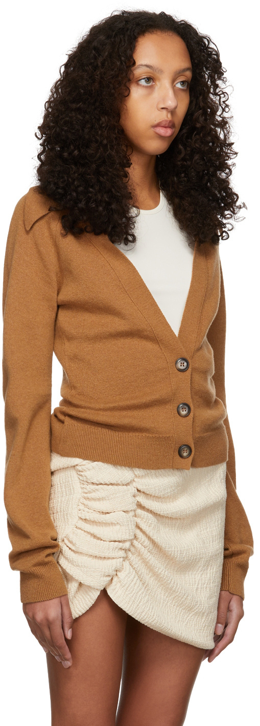 Nanushka Jodi Rib-trimmed Knitted Cardigan In Nude