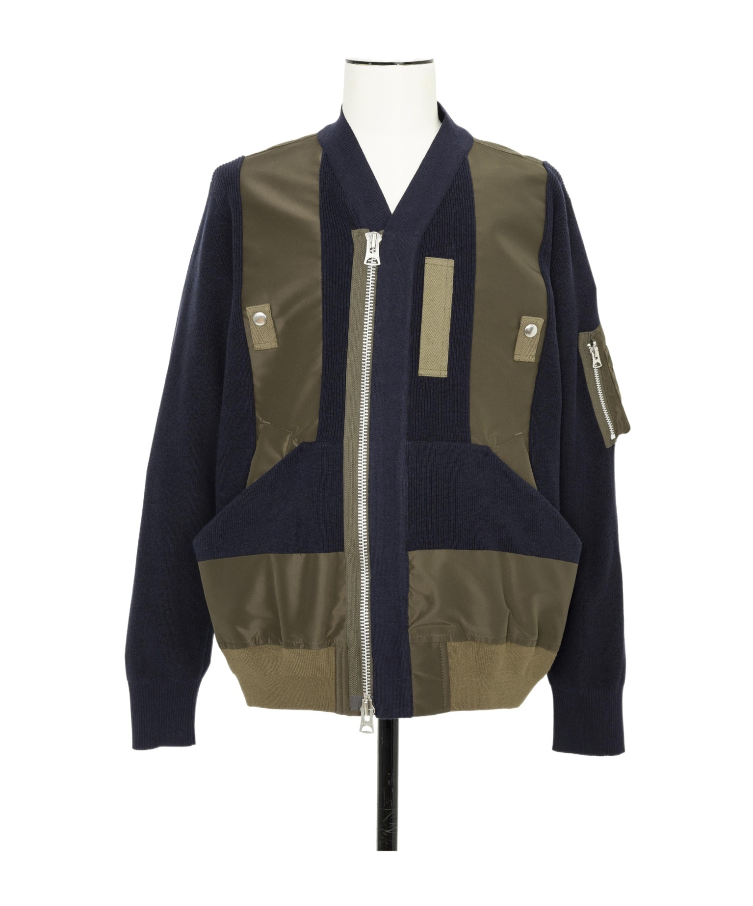 Sacai Nylon Twill X Knit Blouson In Multi