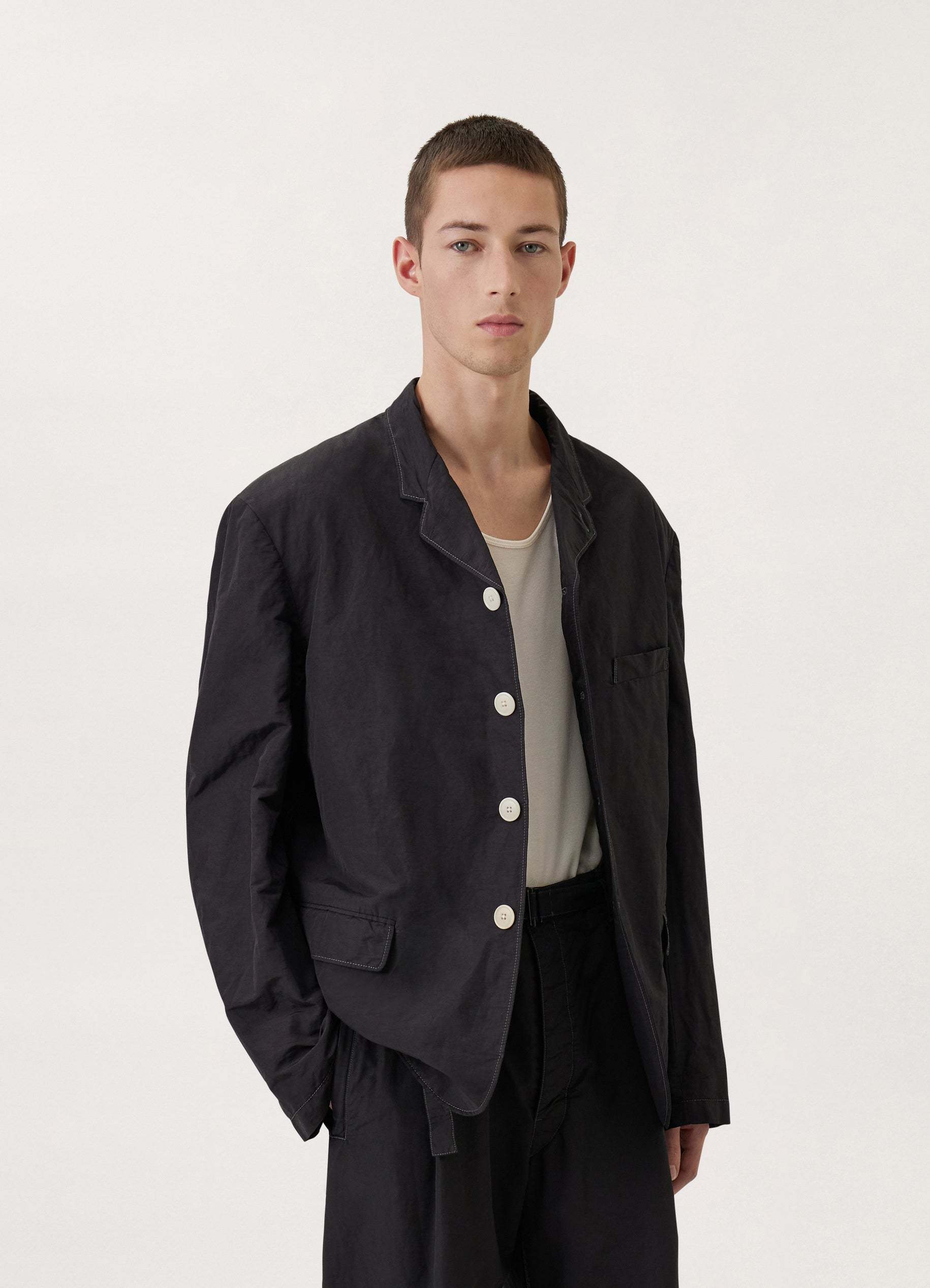 Lemaire Short Long-sleeved Suit Coat In Black