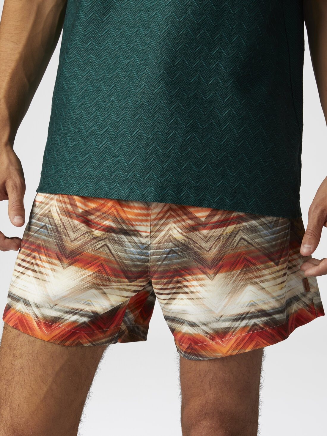 Missoni Elastic Waist Swimming Trunks In Brown