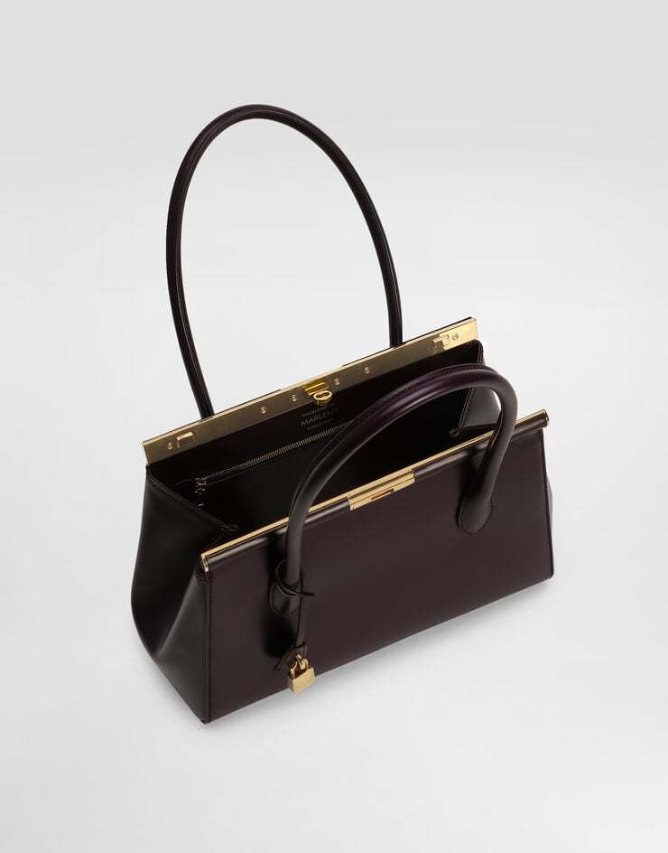 Dolce & Gabbana Aubergine Leather Everyday Marlene Shoulder Bag In Brown