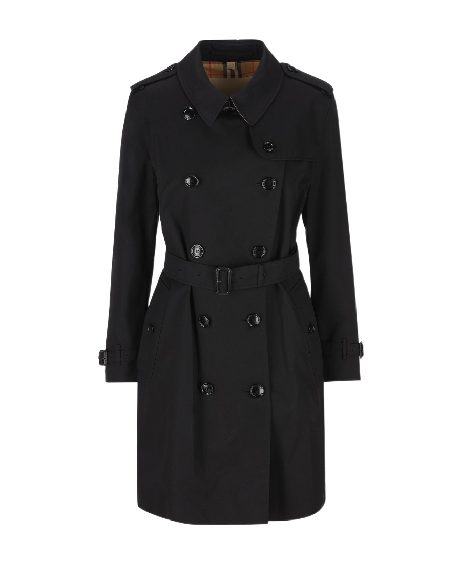 Burberry Double-breasted Cotton Coat In Black