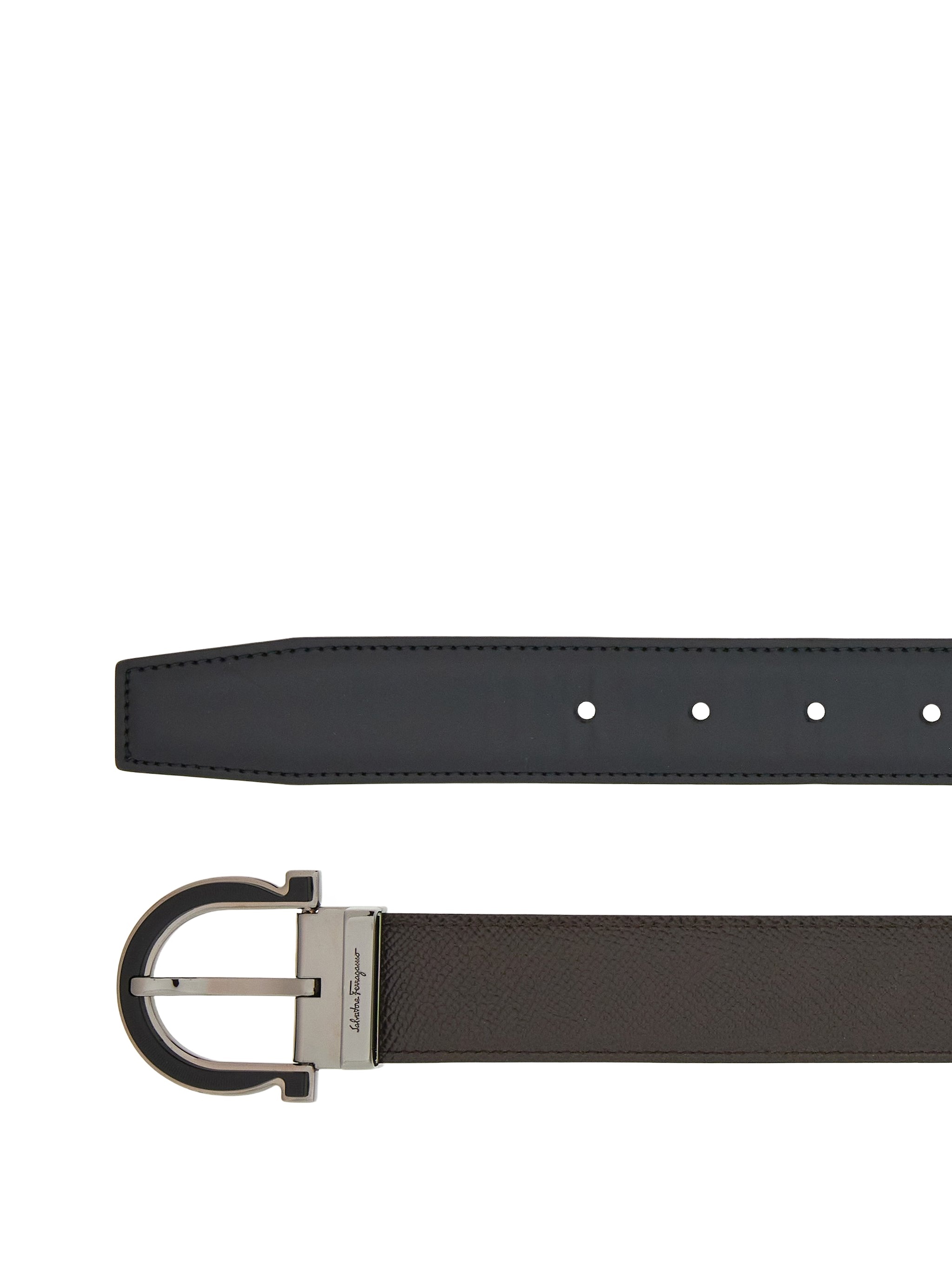 Ferragamo Adjustable Gancini Belt In Black