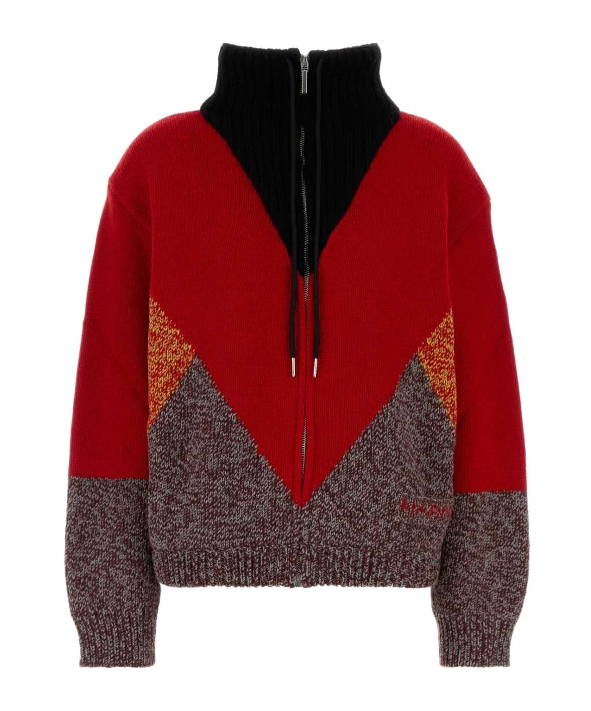 Marni Zippered Knit Cardigan In Multi-color