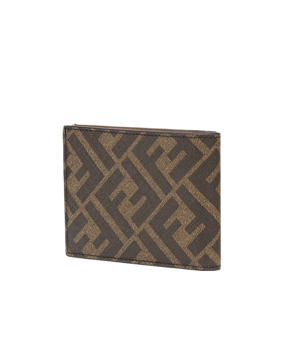 Fendi Ff-logo Print Wallet In Brown
