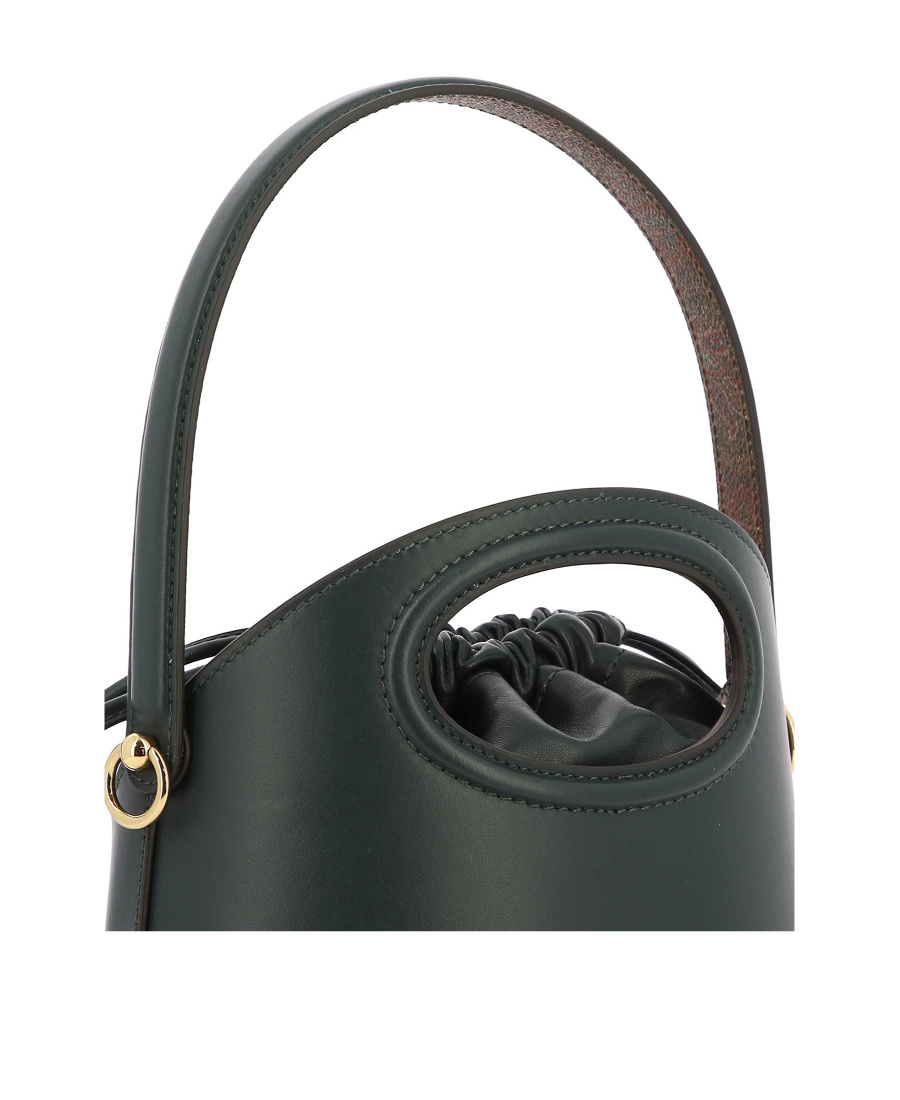 Etro Saturno Logo Embossed Drawstring Bucket Bag In Black