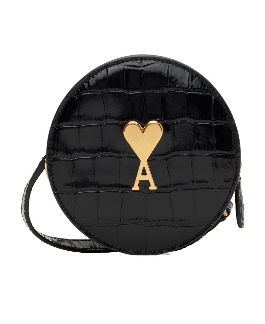 Ami Alexandre Mattiussi Round Paris Shoulder Bag In Black