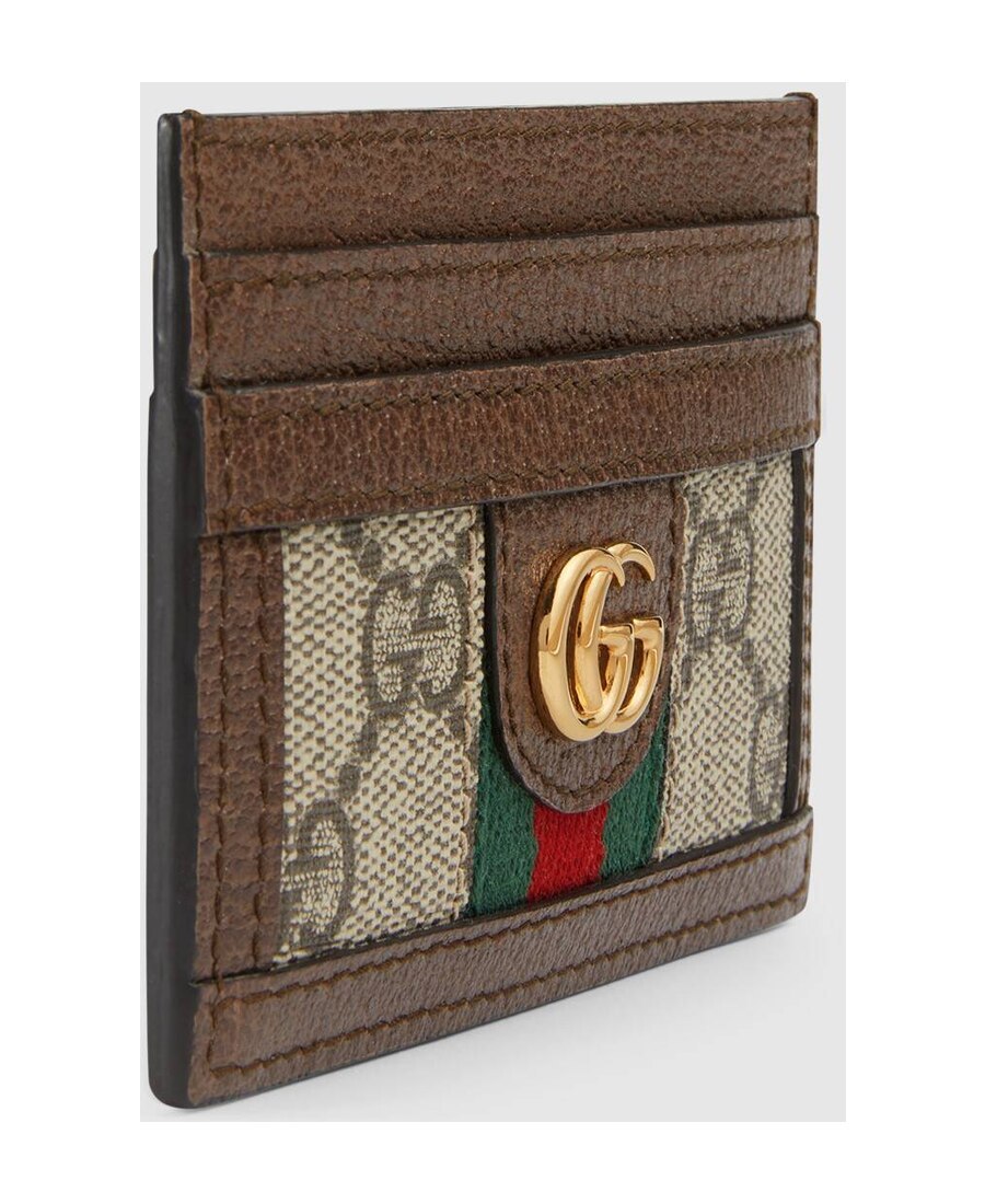 Gucci Ophidia Gg Supreme Fabric Card Holder In Brown