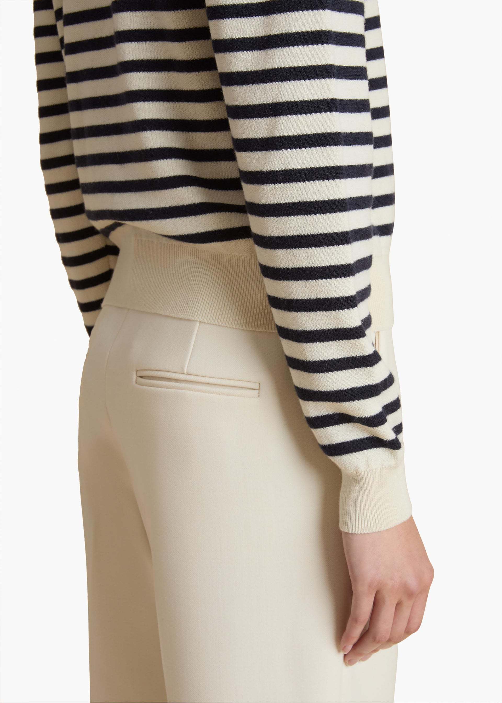 Khaite Striped Pullover In White
