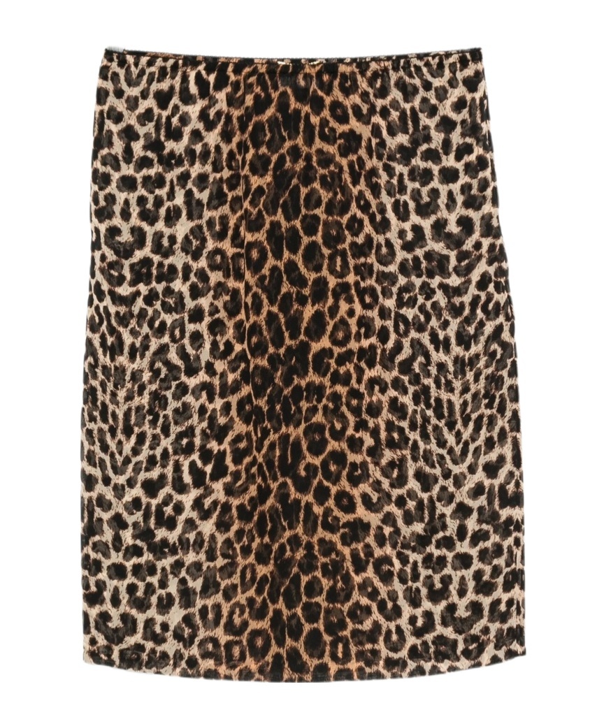 Saint Laurent Leopard Print Skirt In Black