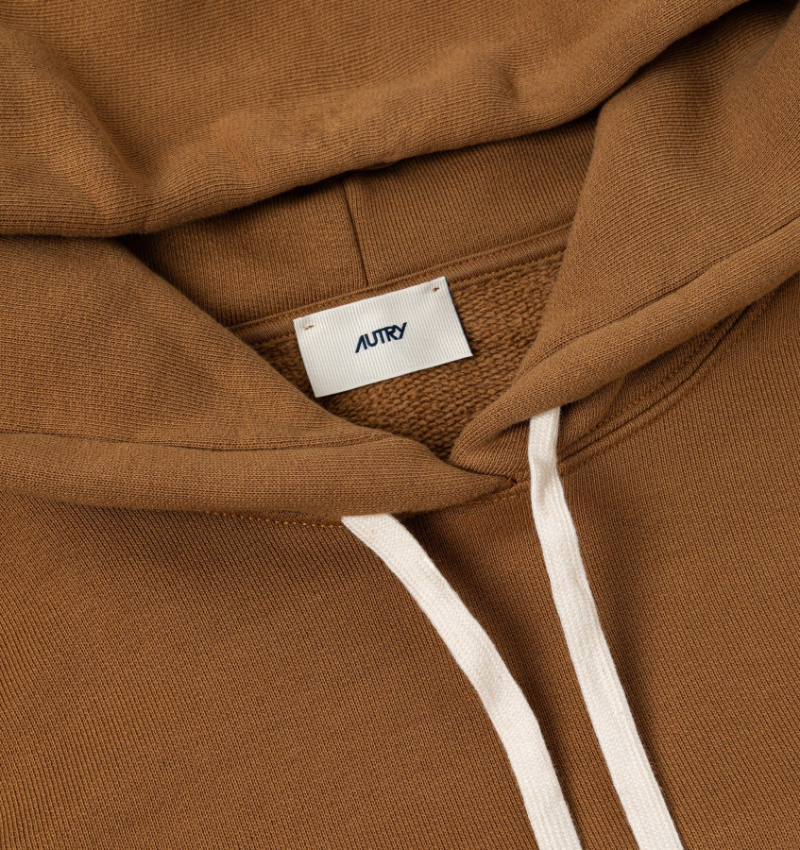 Autry Drawstring Hooded Knitwear With Ribbed Cuffs In Brown
