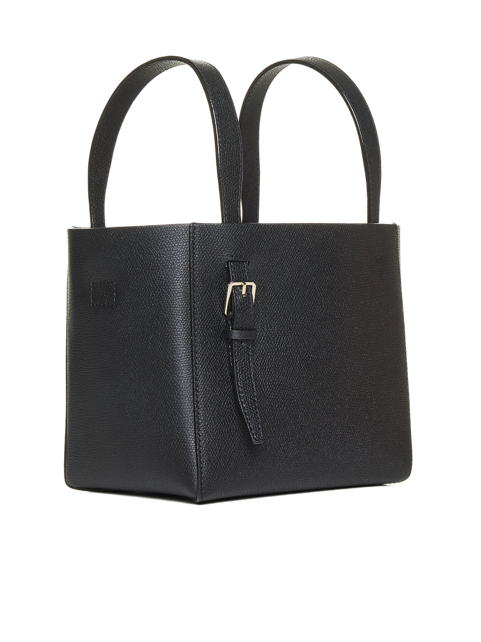 Valextra Micro Soft Leather Bucket Bag In Black