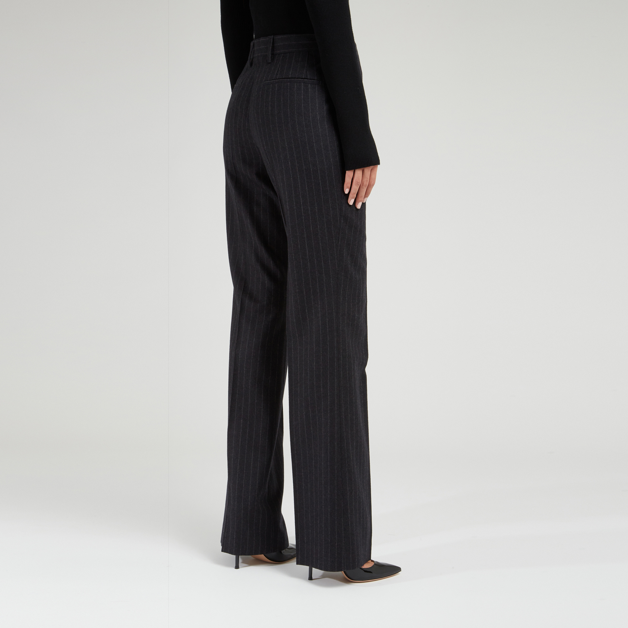 Dries Van Noten Pinstripe Flannel Parchia Trousers In Black