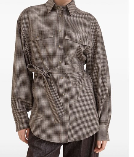 Brunello Cucinelli Checked Virgin Wool Overshirt In Brown
