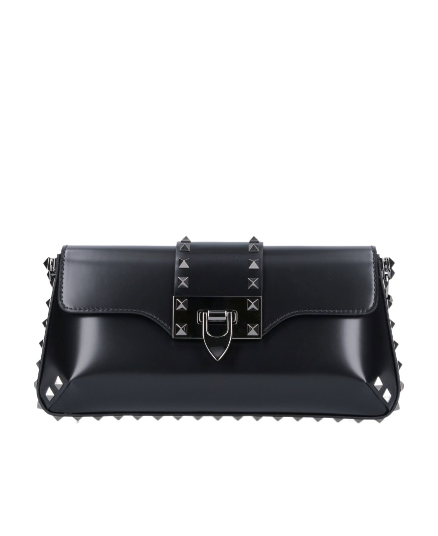 Valentino Garavani Rockstud Leather Shoulder Bag In Black
